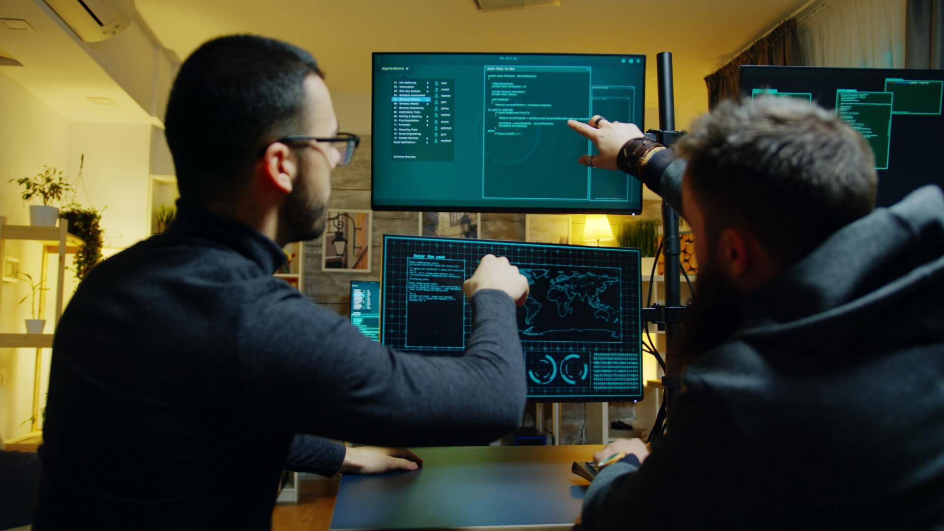 team working on program